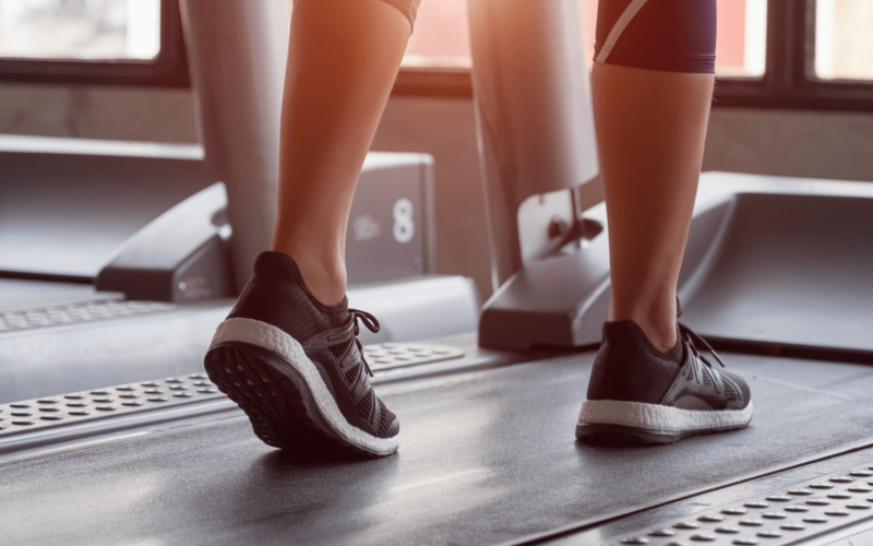 Woman walking on treadmill